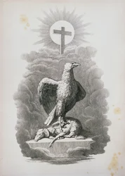 Una Alegoría de Roma, grabado por B.Barloccini, 1849